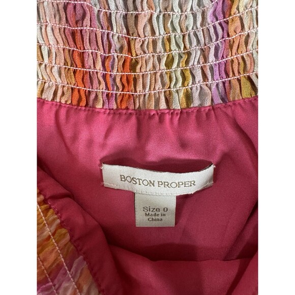 Boston Proper Dress Women 0 Smocked Pink Maxi Sleeveless Vacation‎ Resort Midi - Picture 2 of 8